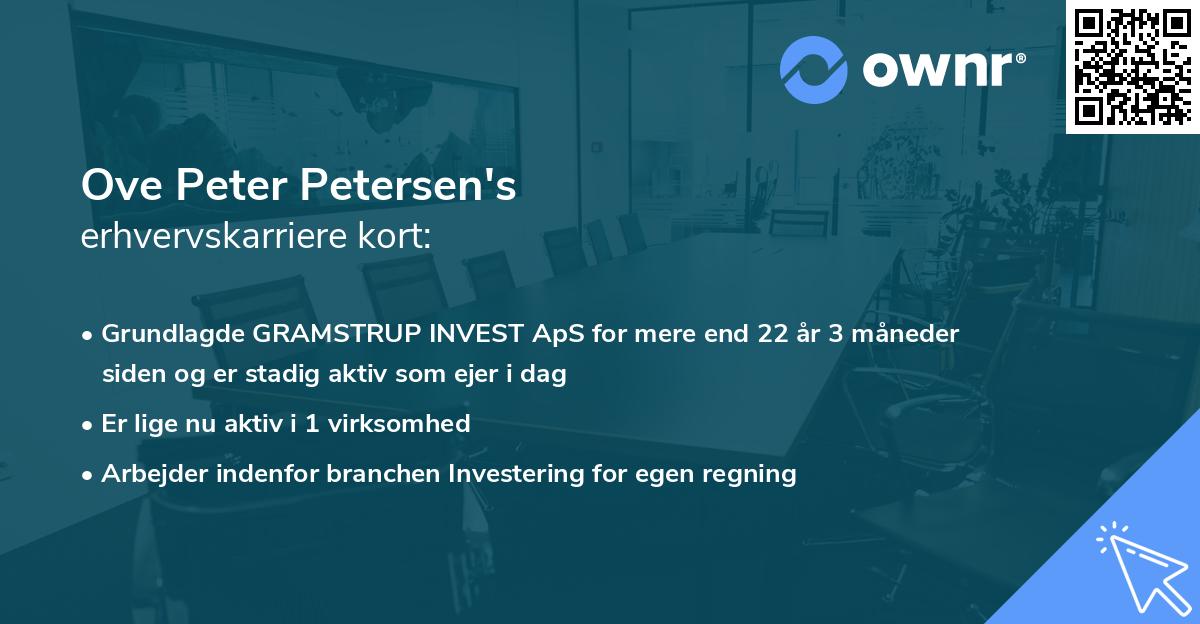 Ove Peter Petersen's erhvervskarriere kort