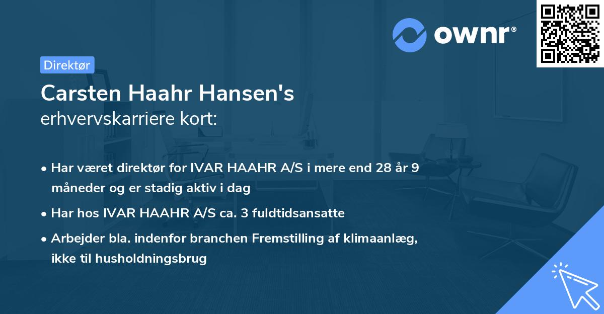 Carsten Haahr Hansen's erhvervskarriere kort