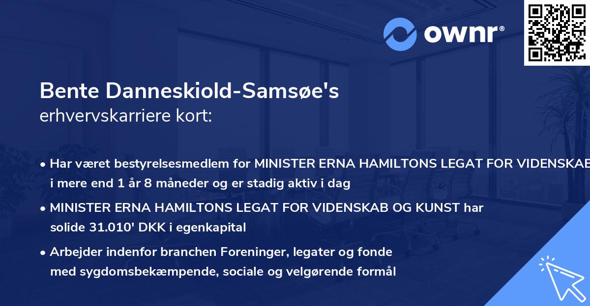 Bente Danneskiold-Samsøe's erhvervskarriere kort