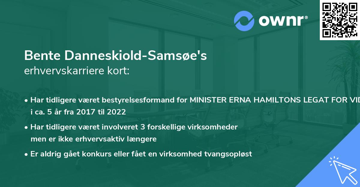 Bente Danneskiold-Samsøe's erhvervskarriere kort