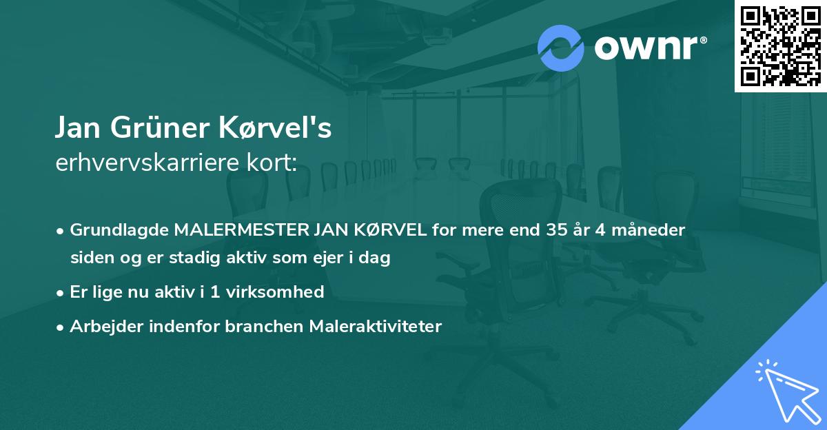 Jan Grüner Kørvel's erhvervskarriere kort