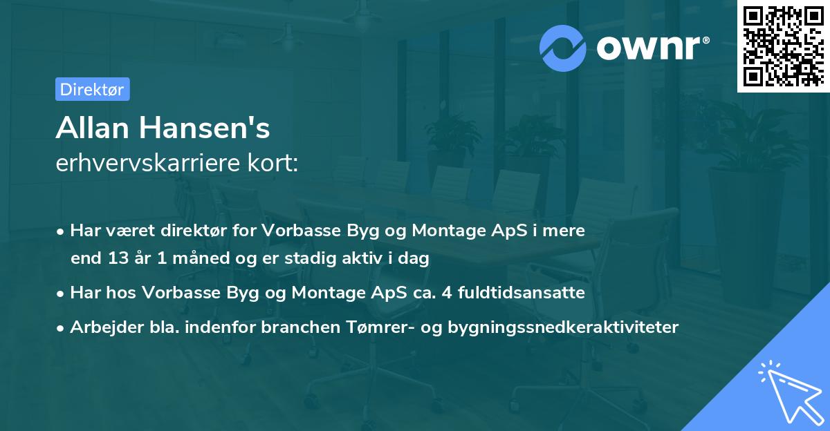 Allan Hansen's erhvervskarriere kort