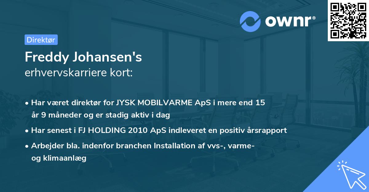 Freddy Johansen's erhvervskarriere kort