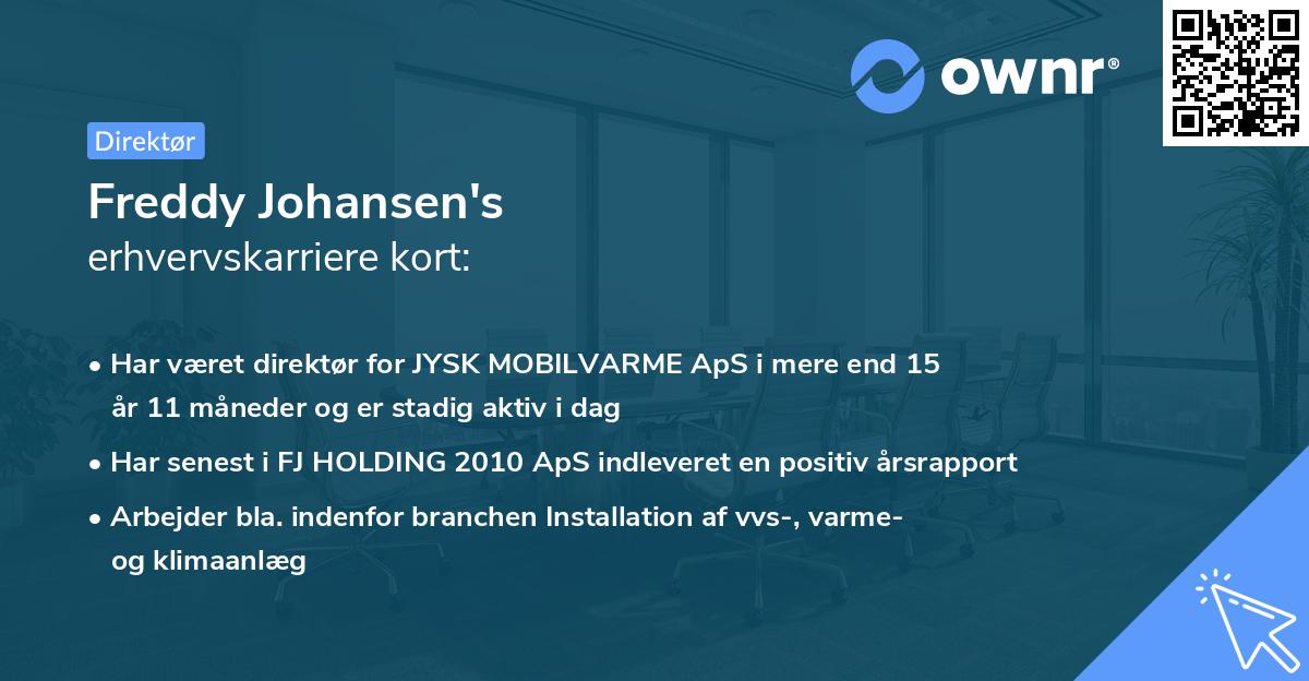Freddy Johansen's erhvervskarriere kort