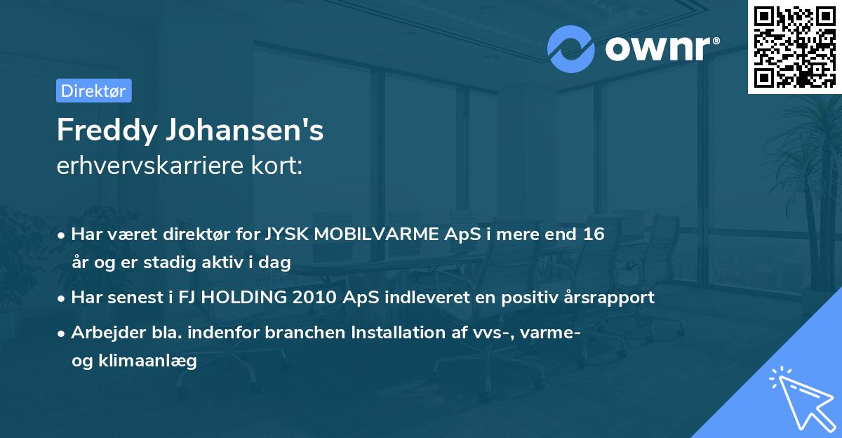 Freddy Johansen's erhvervskarriere kort