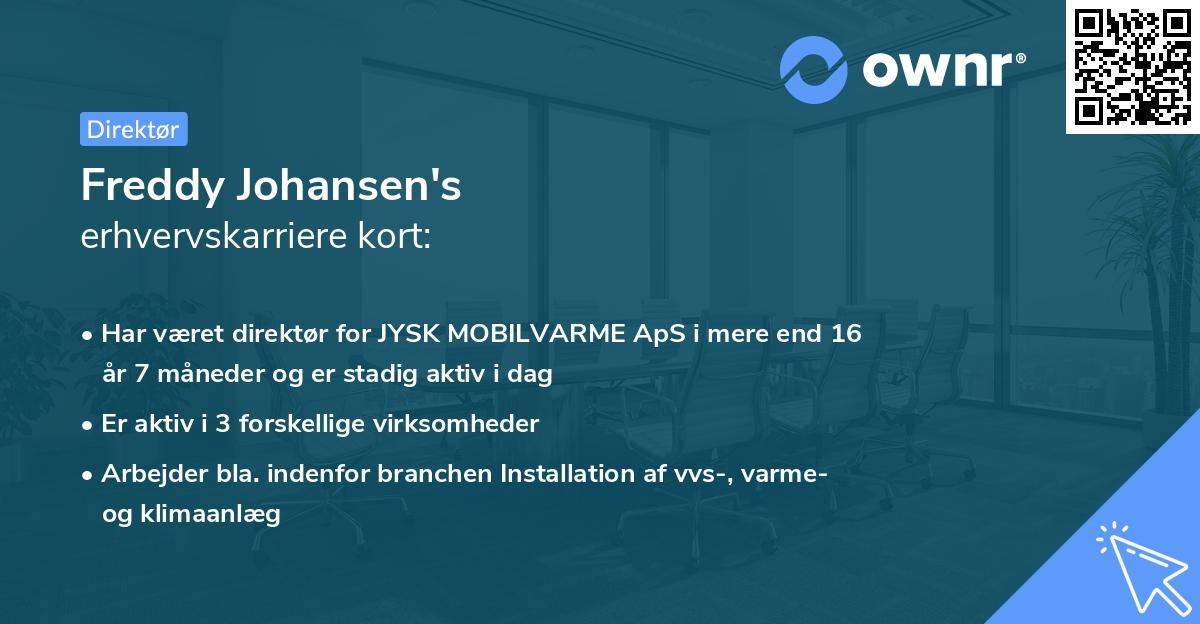Freddy Johansen's erhvervskarriere kort