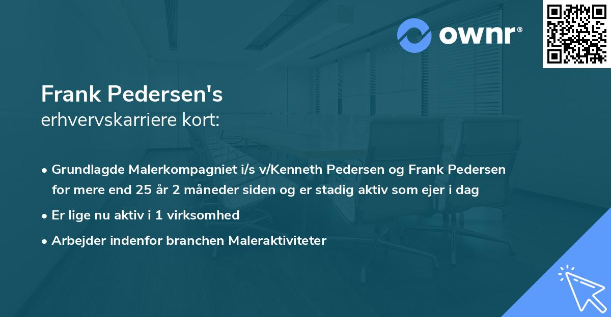 Frank Pedersen's erhvervskarriere kort