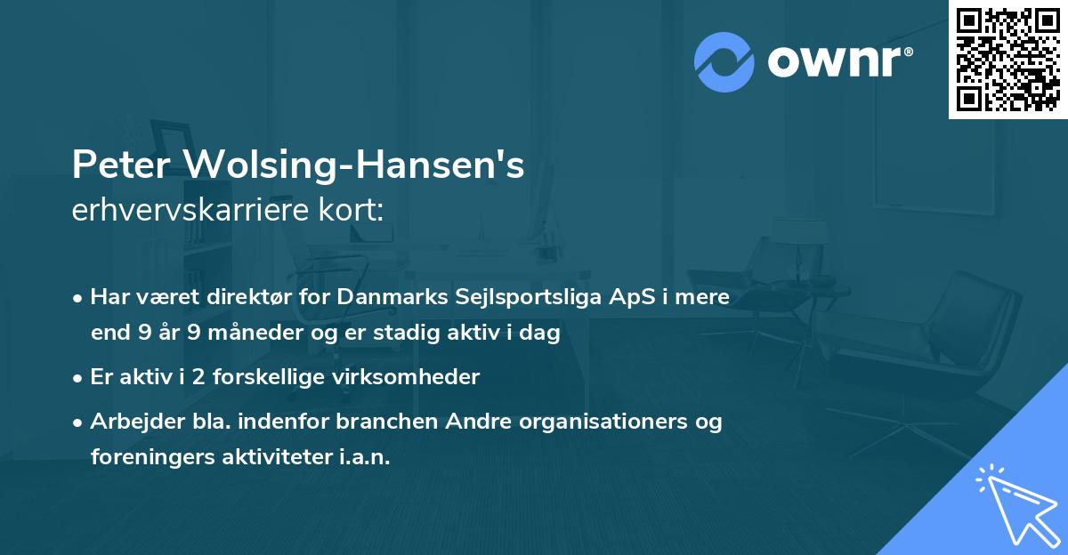 Peter Wolsing-Hansen's erhvervskarriere kort