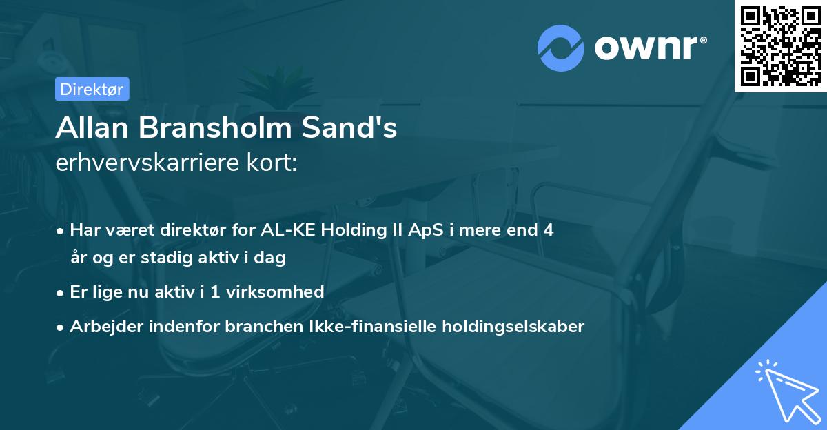 Allan Bransholm Sand's erhvervskarriere kort