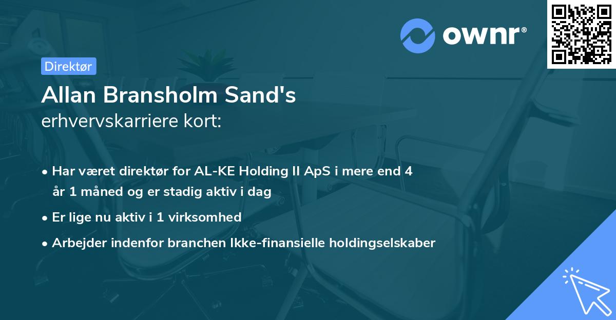 Allan Bransholm Sand's erhvervskarriere kort