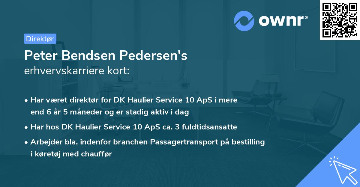 Peter Bendsen Pedersen's erhvervskarriere kort