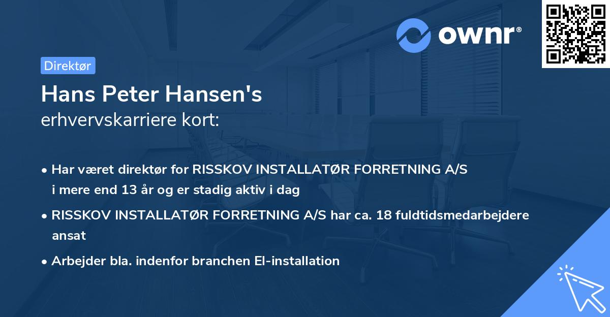 Hans Peter Hansen's erhvervskarriere kort