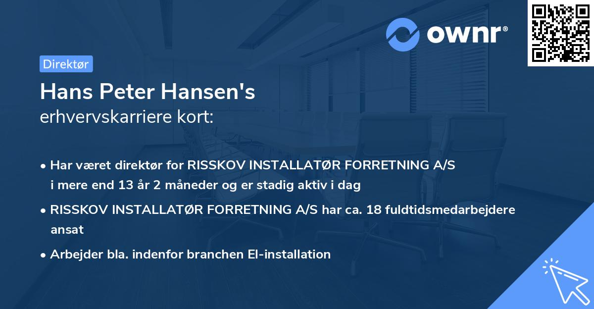Hans Peter Hansen's erhvervskarriere kort