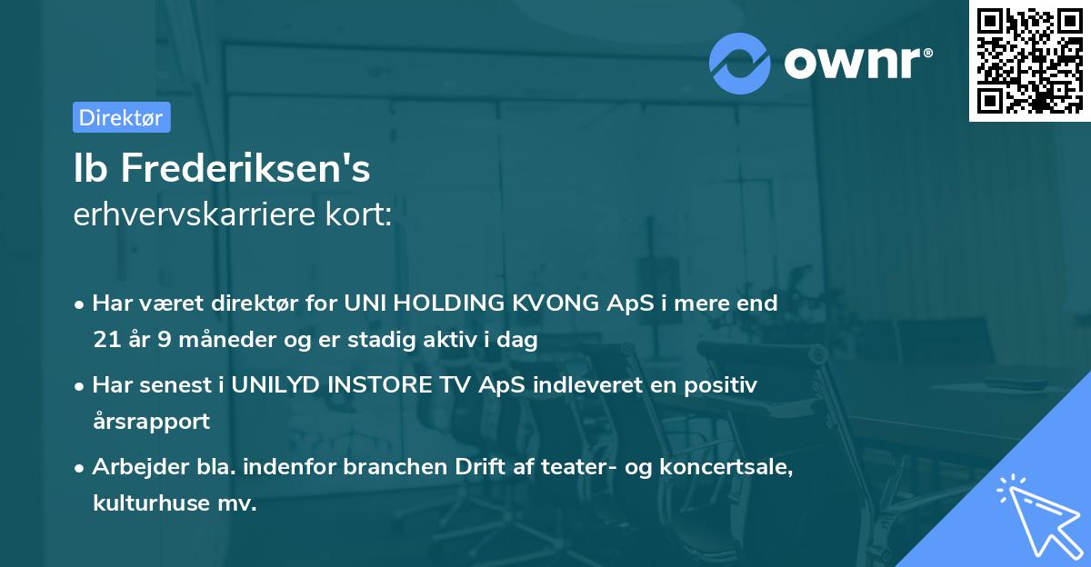 Ib Frederiksen's erhvervskarriere kort