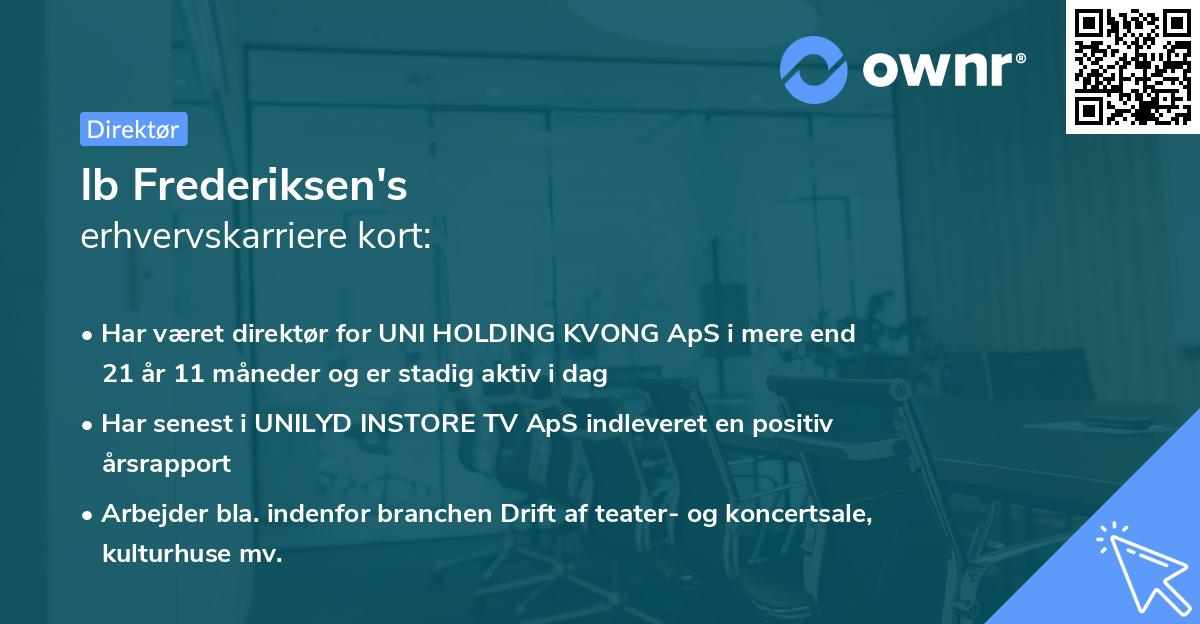 Ib Frederiksen's erhvervskarriere kort