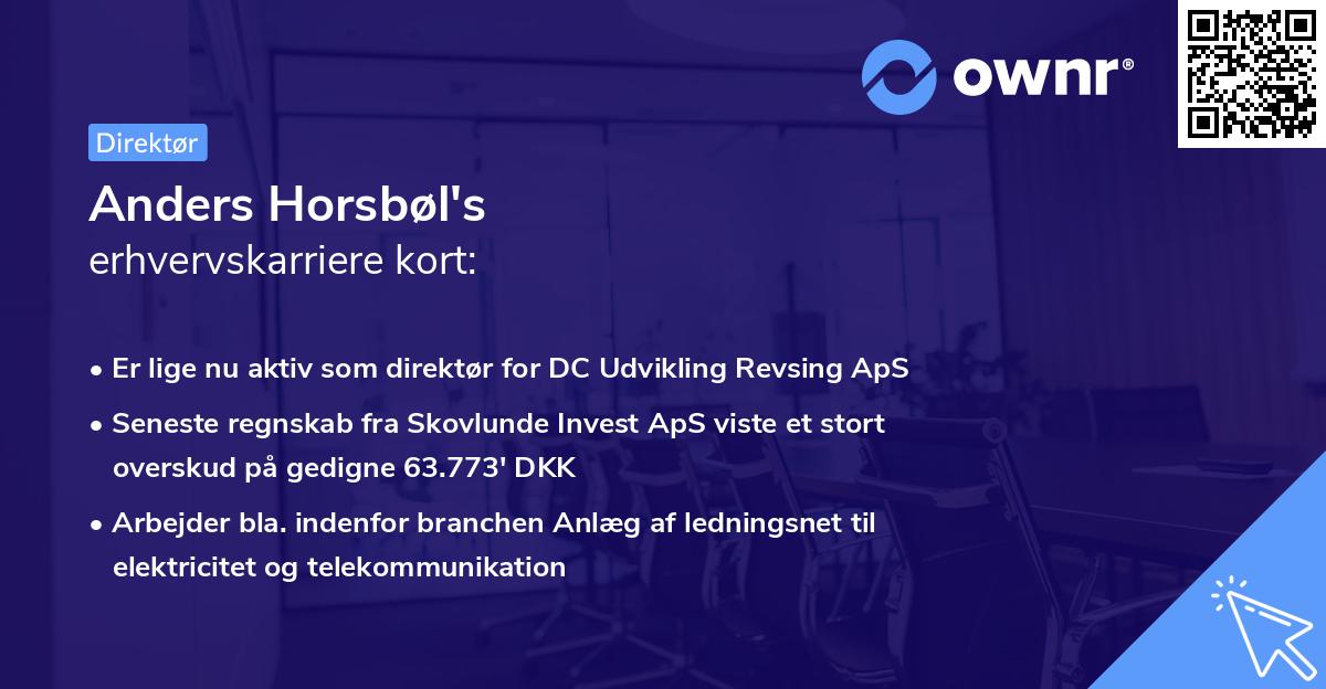 Anders Horsbøl's erhvervskarriere kort