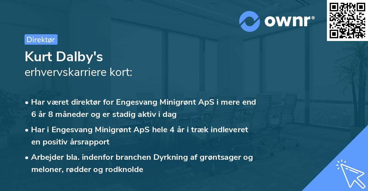 Kurt Dalby's erhvervskarriere kort