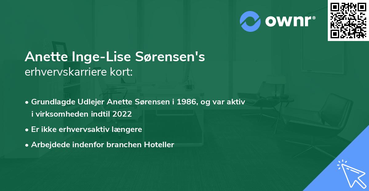 Anette Inge-Lise Sørensen's erhvervskarriere kort