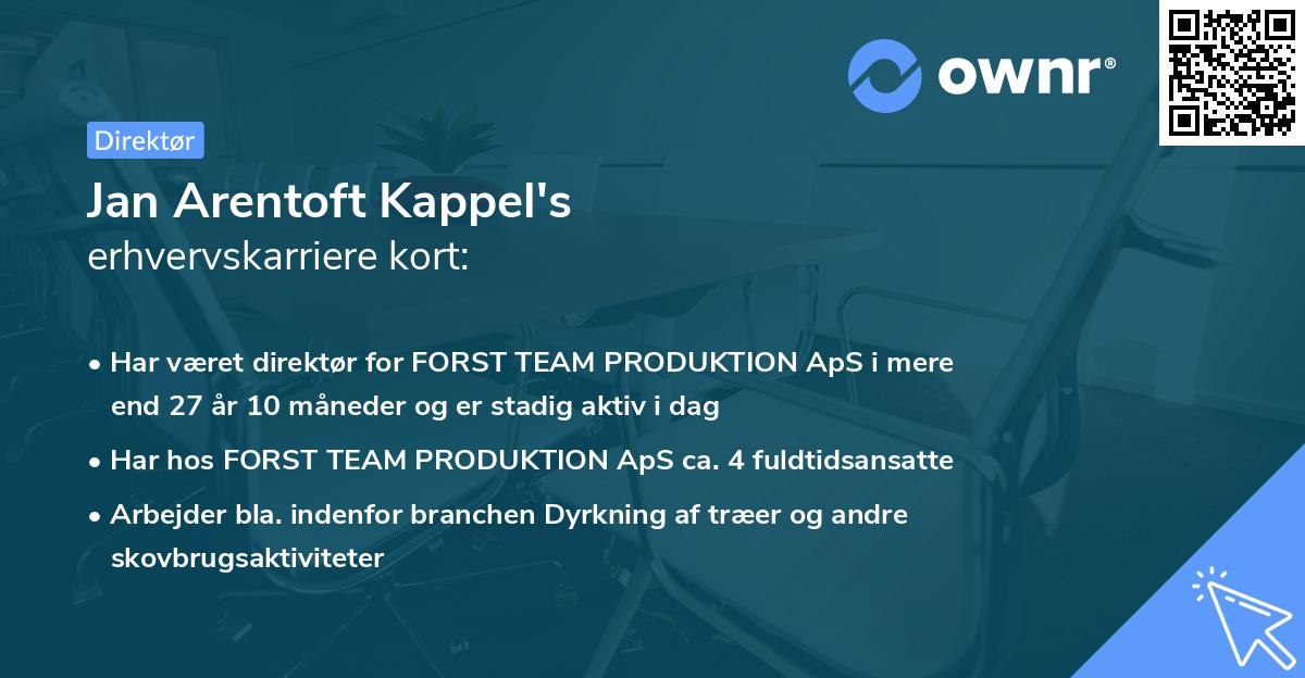 Jan Arentoft Kappel's erhvervskarriere kort