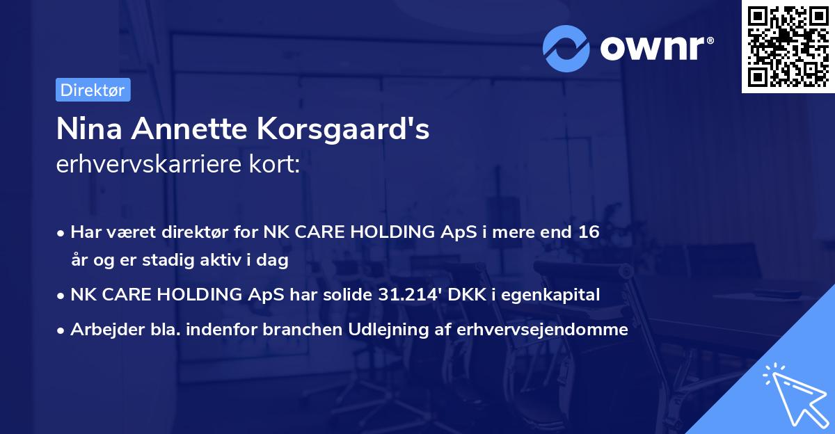 Nina Annette Korsgaard's erhvervskarriere kort