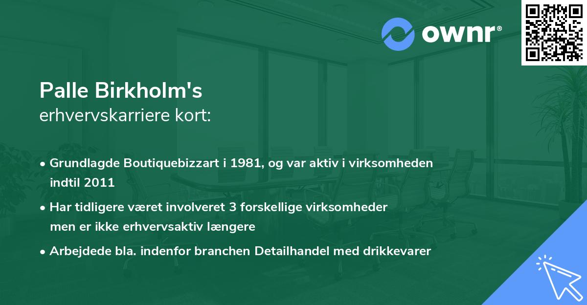 Palle Birkholm's erhvervskarriere kort