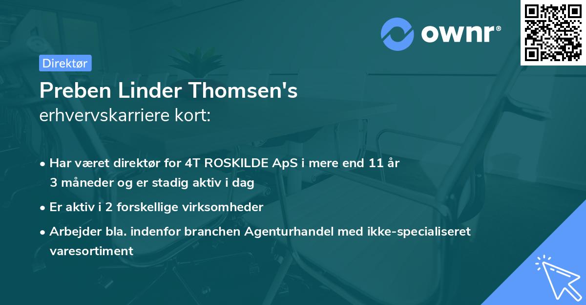 Preben Linder Thomsen's erhvervskarriere kort