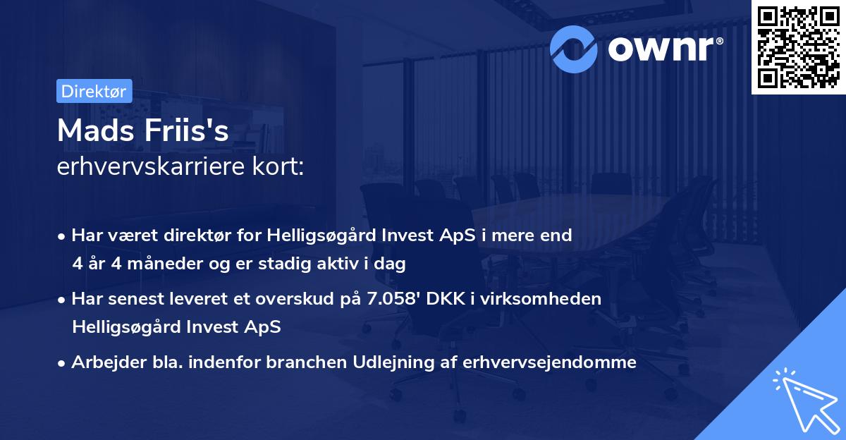 Mads Friis's erhvervskarriere kort