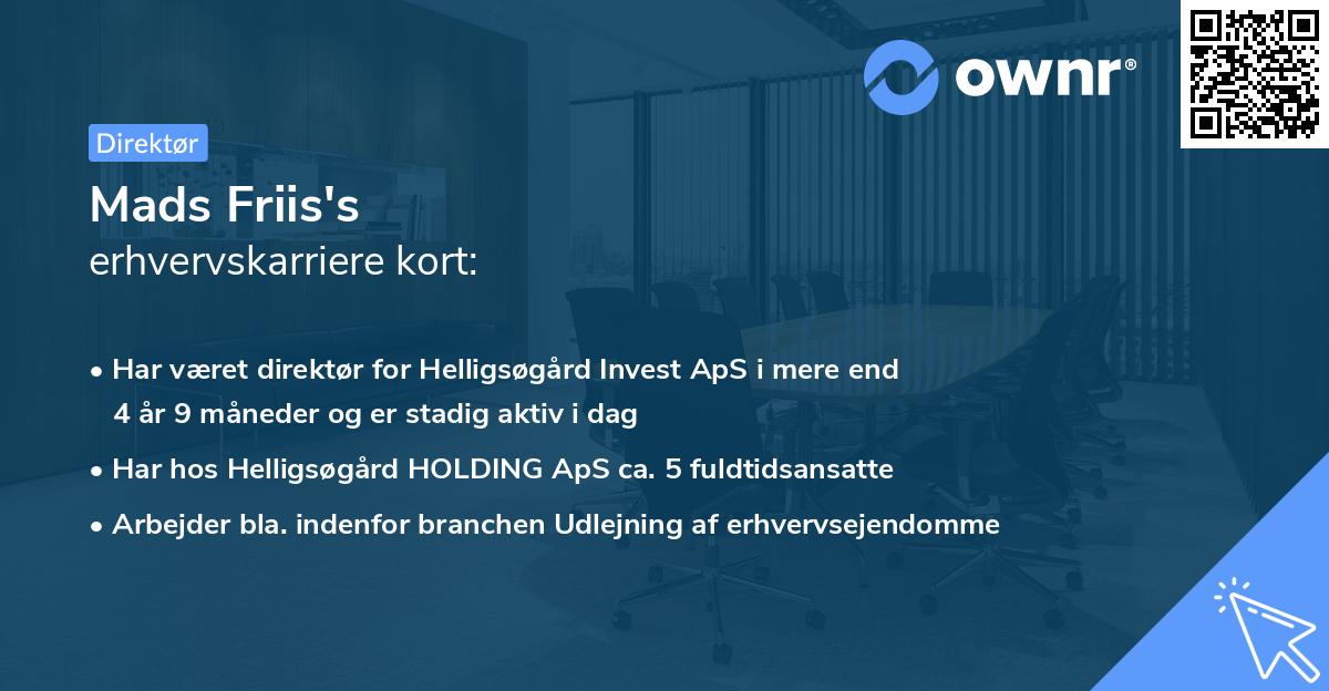 Mads Friis's erhvervskarriere kort