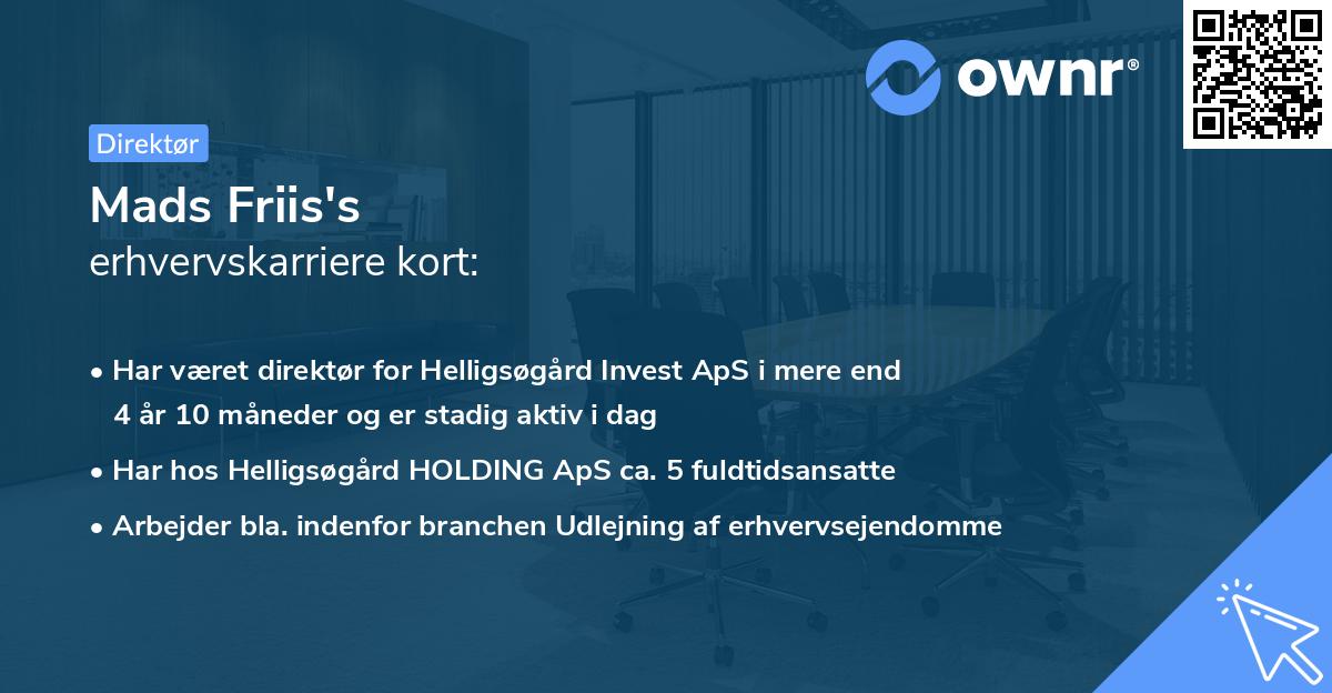 Mads Friis's erhvervskarriere kort