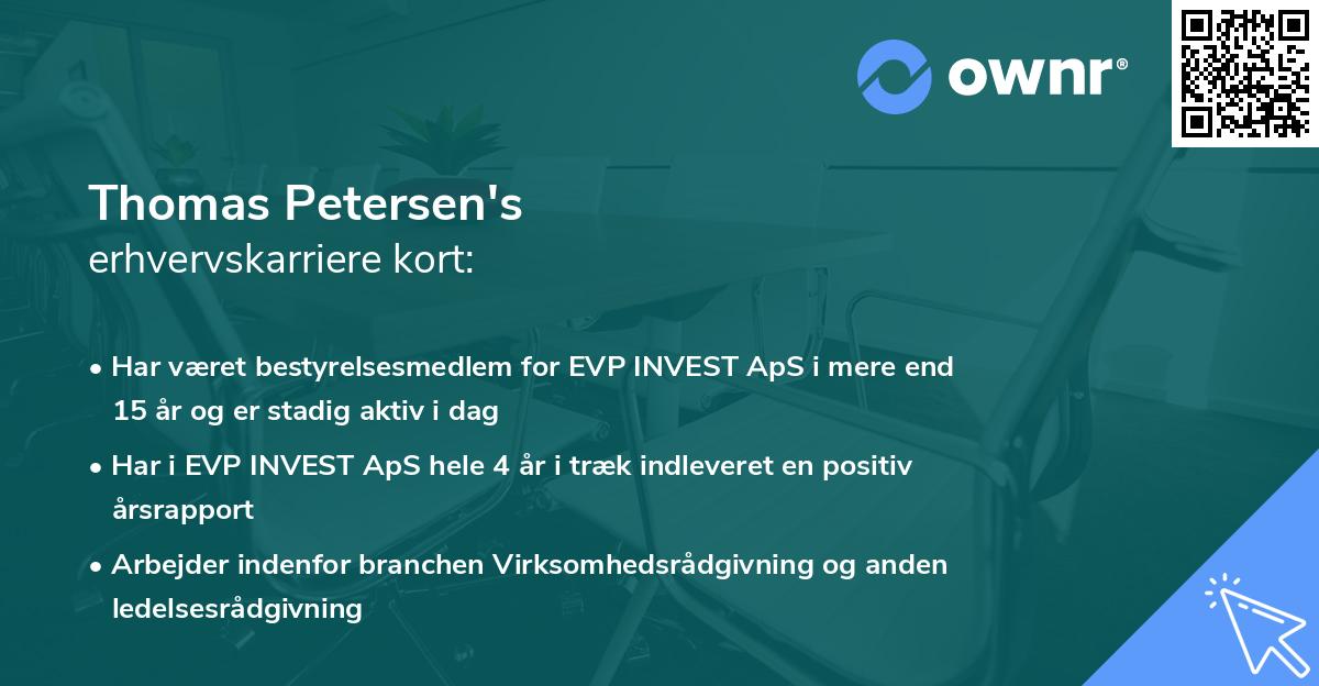Thomas Petersen's erhvervskarriere kort