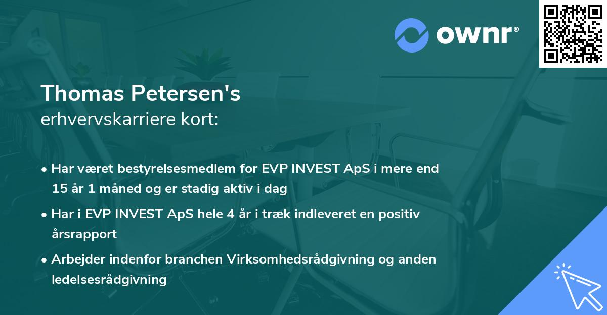 Thomas Petersen's erhvervskarriere kort