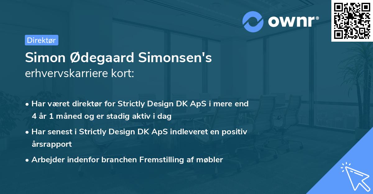 Simon Ødegaard Simonsen's erhvervskarriere kort