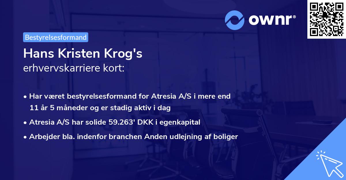 Hans Kristen Krog's erhvervskarriere kort