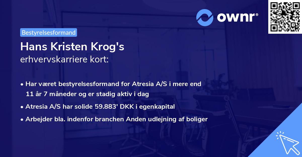 Hans Kristen Krog's erhvervskarriere kort