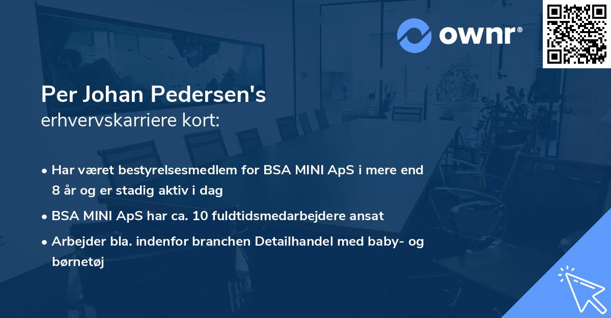 Per Johan Pedersen's erhvervskarriere kort