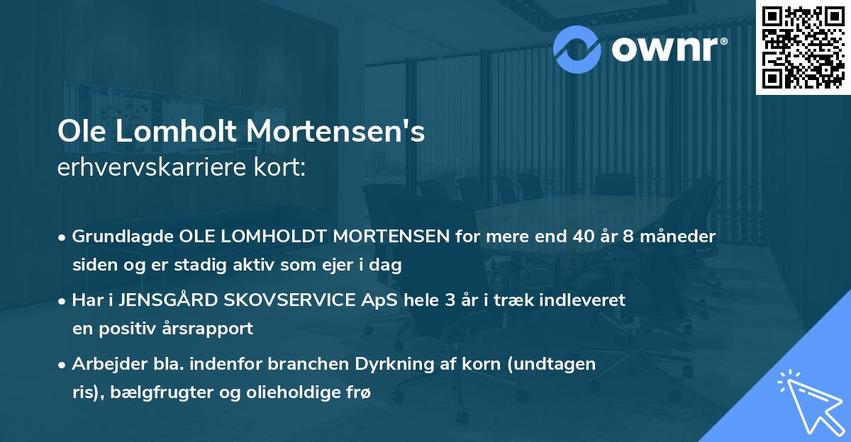 Ole Lomholt Mortensen's erhvervskarriere kort