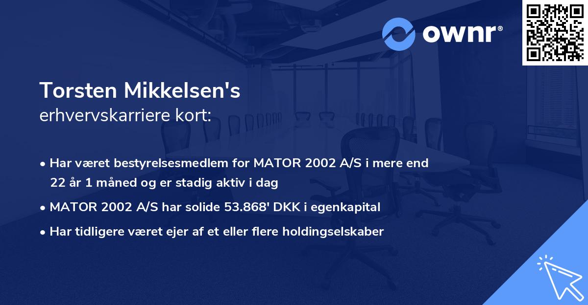 Torsten Mikkelsen's erhvervskarriere kort