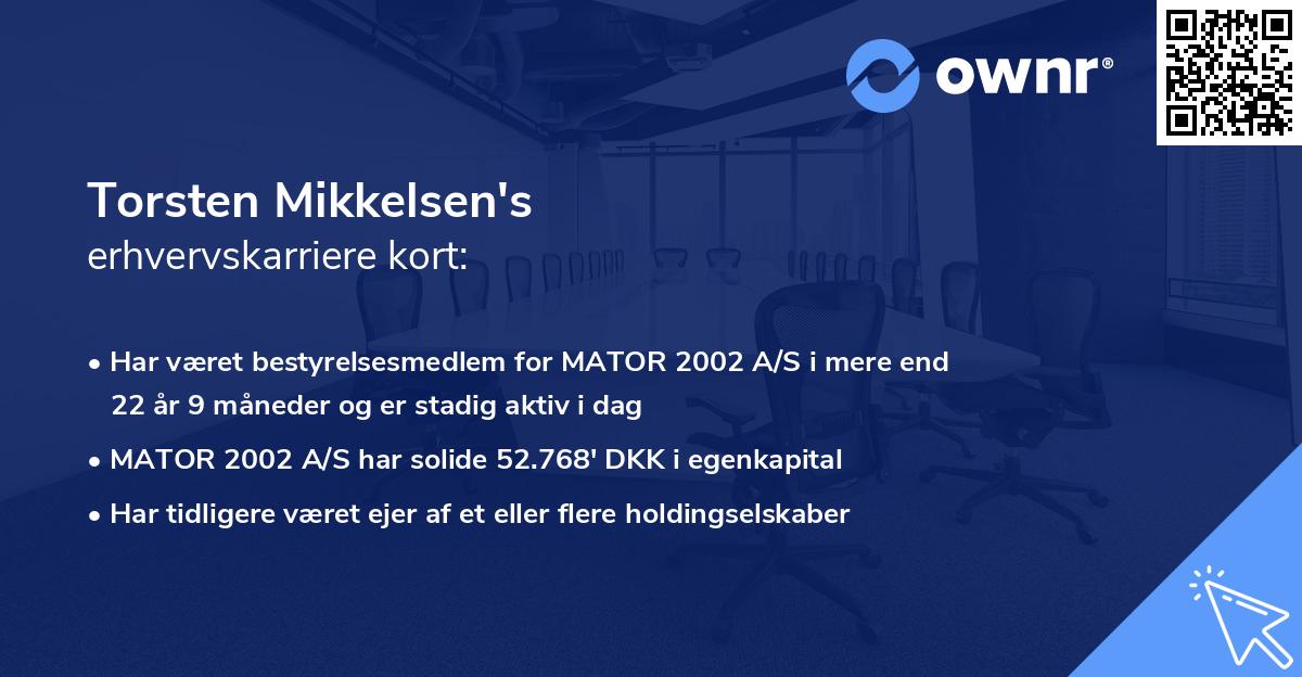 Torsten Mikkelsen's erhvervskarriere kort