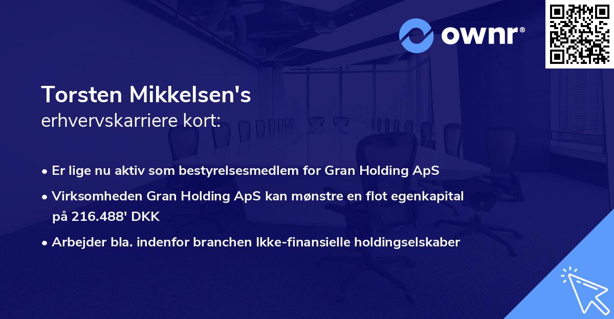 Torsten Mikkelsen's erhvervskarriere kort