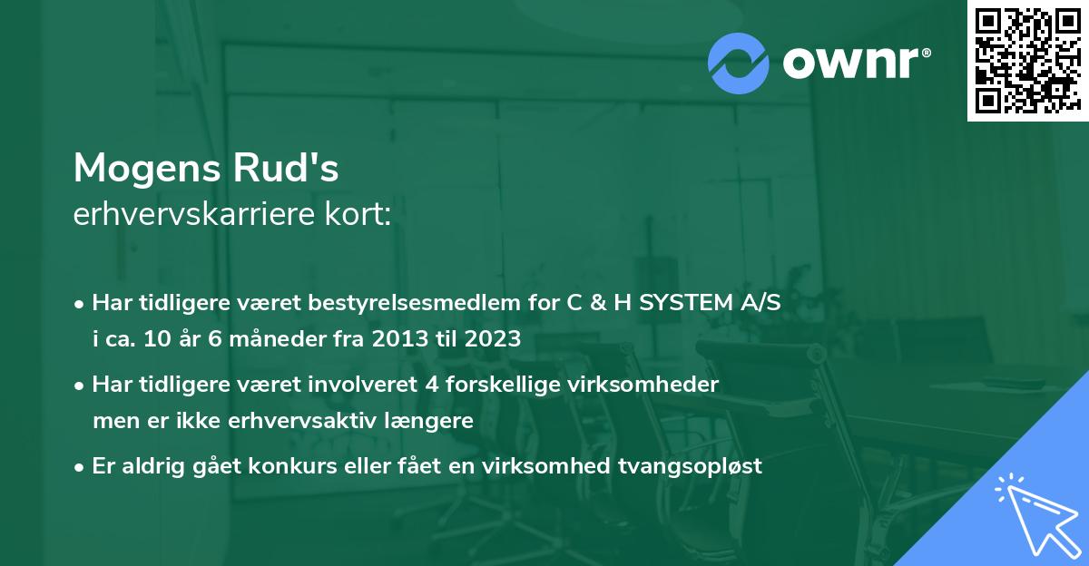 Mogens Rud's erhvervskarriere kort