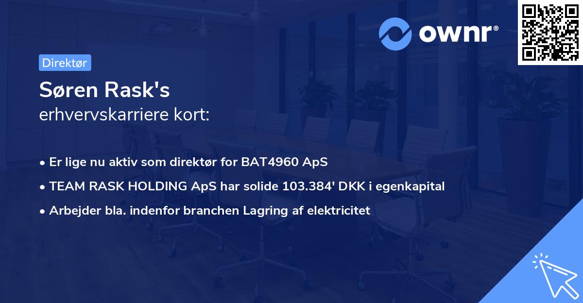 Søren Rask's erhvervskarriere kort