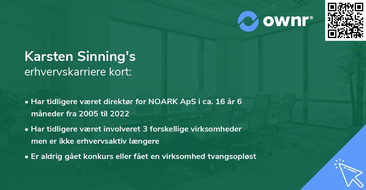 Karsten Sinning's erhvervskarriere kort