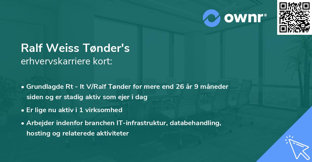 Ralf Weiss Tønder's erhvervskarriere kort