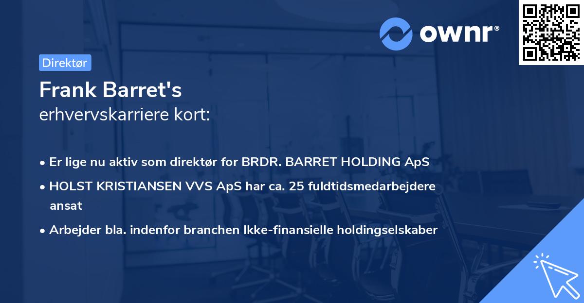 Frank Barret's erhvervskarriere kort