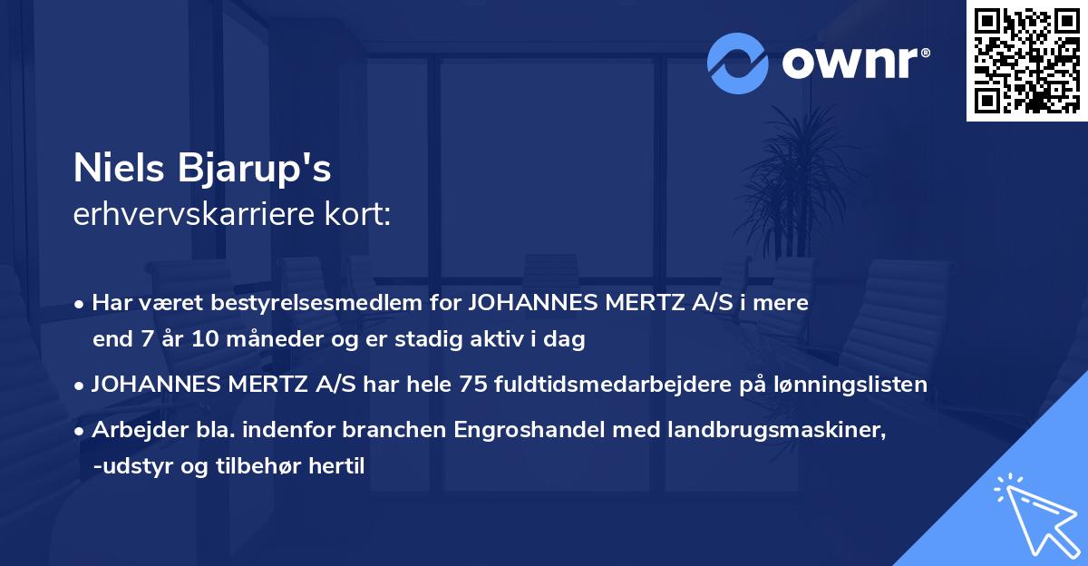 Niels Bjarup's erhvervskarriere kort