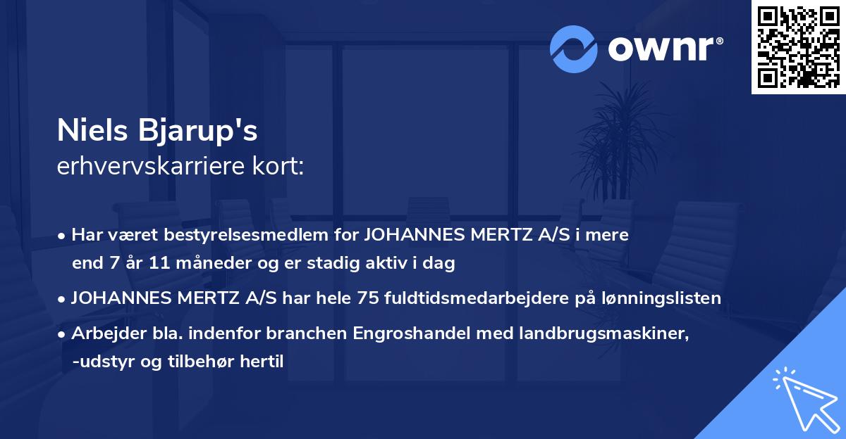 Niels Bjarup's erhvervskarriere kort