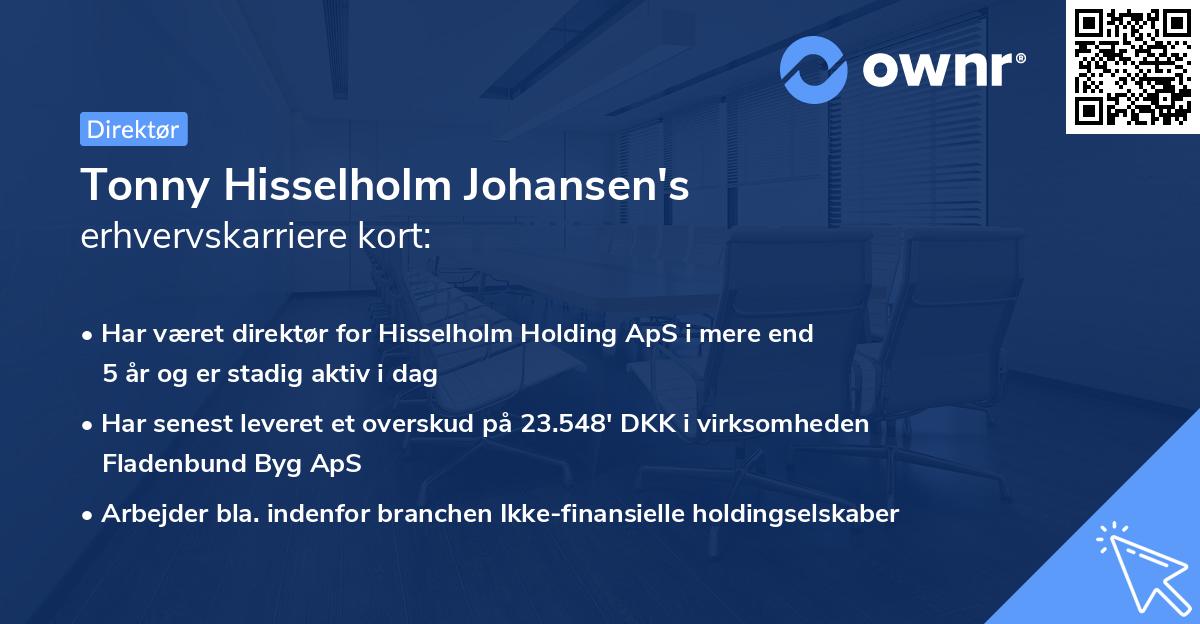 Tonny Hisselholm Johansen's erhvervskarriere kort