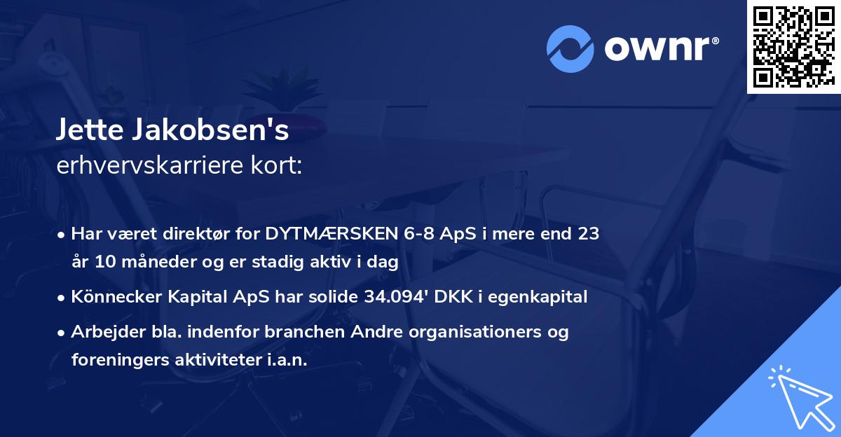 Jette Jakobsen's erhvervskarriere kort