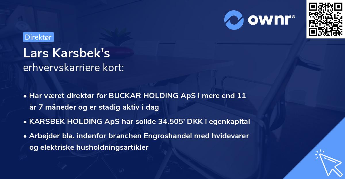 Lars Karsbek's erhvervskarriere kort