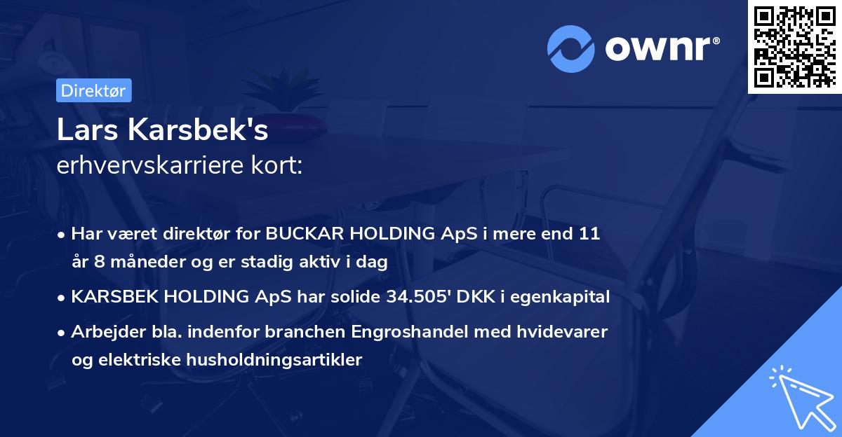 Lars Karsbek's erhvervskarriere kort